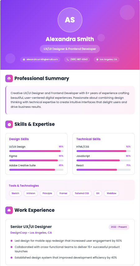 Blue Radiant Blend resume template preview