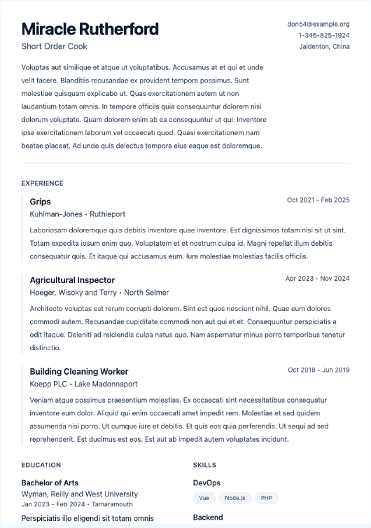 ATS Classic resume template preview